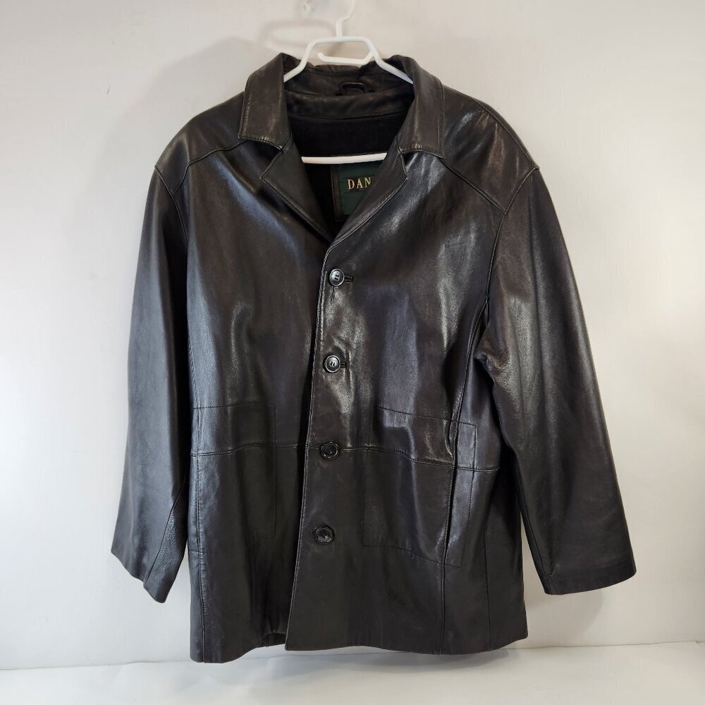 Danier Black Leather Jacket Mens Small w/ Detachable Liner